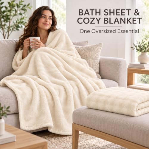 Multipurpose Oversized Bath Towels 2 Pack, 35“ x 70 "— Coral Fleece