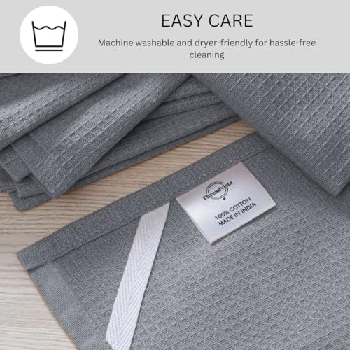 Waffle Kitchen Towels, Grey, 16x26 in, Set of 4