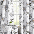 BROSHAN Gray Floral Bedroom Blackout Curtains Short 63 inches