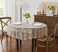 LinenZone 120 Inch Vintage Linen Round Tablecloth.