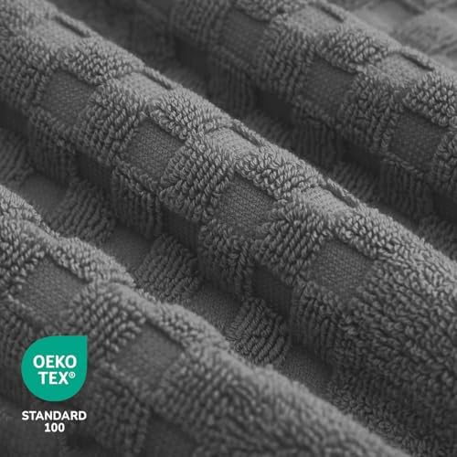 Feather & Stitch 100% Cotton 625 GSM Bath Towel Set of 6, Dark Grey