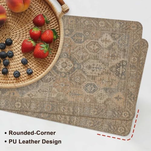 Central Medallion Placemats Set of 6 Vintage Abstract Traditional