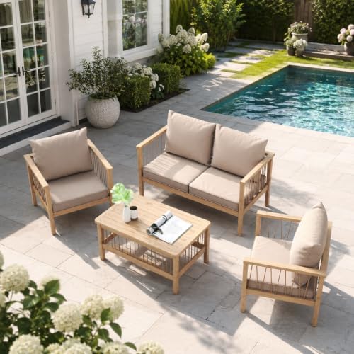 Outdoor Chair Cushions Set of 4, Waterproof Patio Furniture Cushions