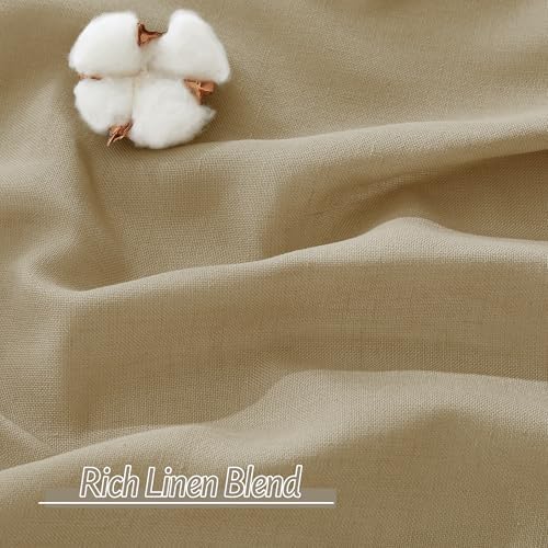 RYB HOME Linen Sheer Curtains 2 Panels for Living Room, Semi