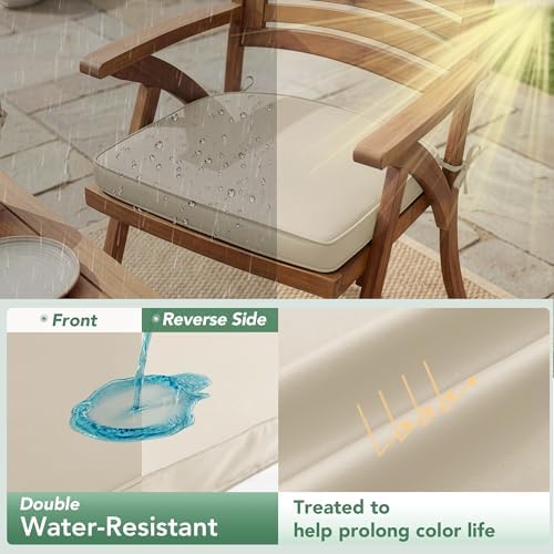 Summsun Outdoor Chair Cushions D-Shape, 17 x 16 Inch, Cream, Set of 4