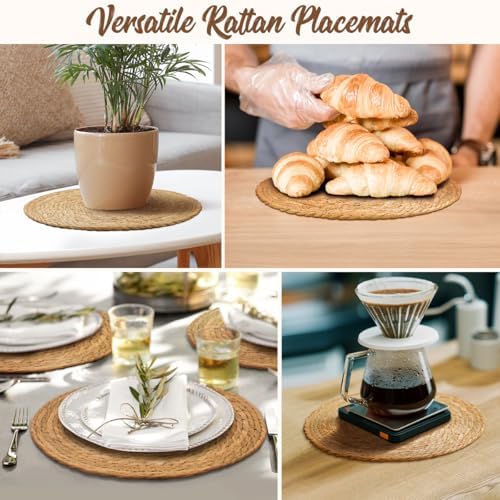 BAVIFY 12" Round Woven Placemats Set of 10, Plate Chargers for Dining