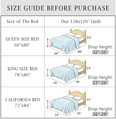 Cmfshape Oversize King Bedspread 128"x120",3 Piece California King