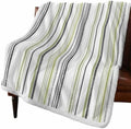 Fleece Sherpa Bed Blankets, Sage Green Gray Microfiber Plush Flannel