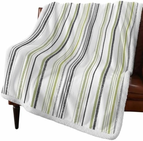Fleece Sherpa Bed Blankets, Sage Green Gray Microfiber Plush Flannel
