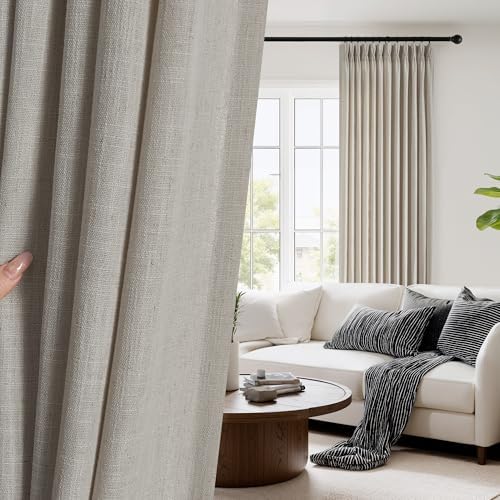 PONY DANCE Cotton Linen Pinch Pleated Curtain 108 inch long for Living