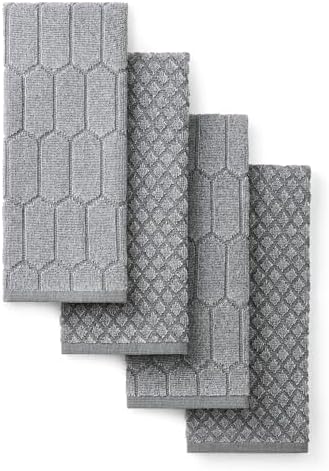 Martha Stewart Honeycomb Chambray Textured Kitchen Towel 4-Pack Set