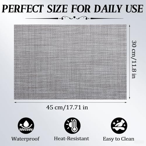 Timeet Placemats Set of 8, Heat Resistant Non-Slip Place Mats, Durable