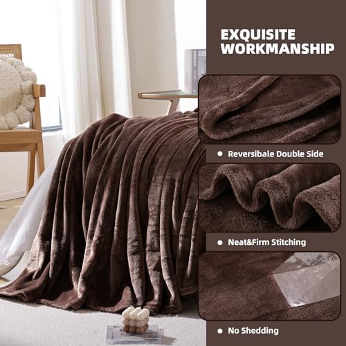 Brown King Size Fleece Throw Blanket for Bed Couch,Soft Cozy Blankets