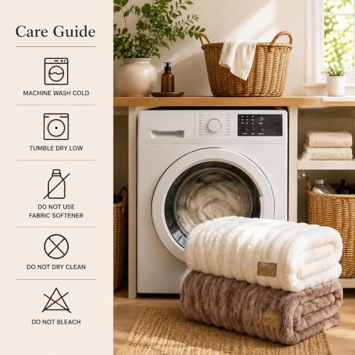 Double-Sided Faux Fur Throw Blanket,50"x60", 80"x90", Dune Brown