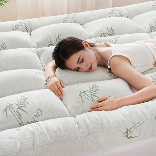 DOWNCOOL 3 Inch Queen Mattress Topper, Breathable Bamboo Viscose Air