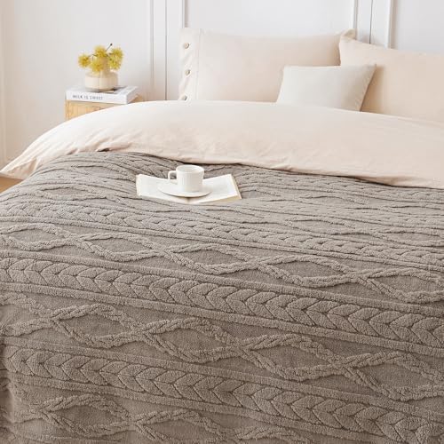 COOVA Taupe Fleece King Blanket for Bed - Super Soft Cozy Plush Fuzzy