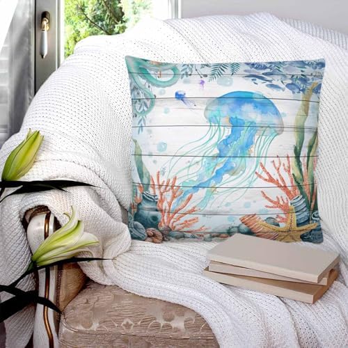 Pillow Covers 20x20 Set of 2, Jellyfish Coastal Throw Pillow Covers