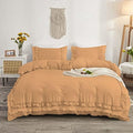 Luxurious 5 Piece Double Ruffle Duvet Cover with Zipper Closure, 100%