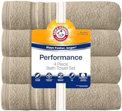 ARM & HAMMER Performance Bath Towels, 6 Piece, Khaki