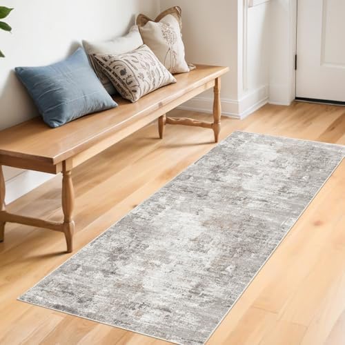 2x5 Rug Runner Non-Slip Washable – Modern Neutral Abstract Small Rug