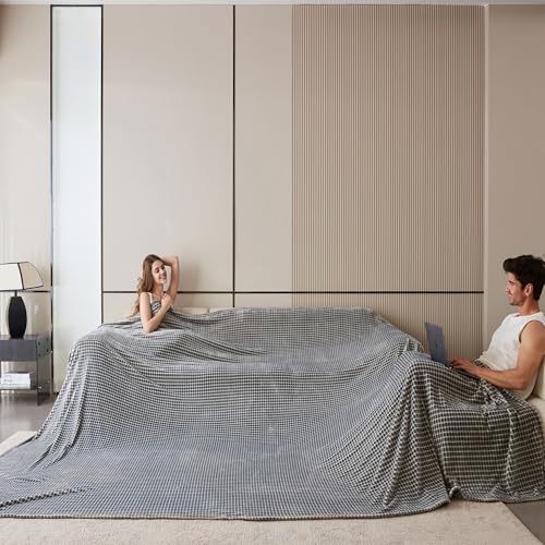 Oversized King Fleece Blanket 120x120 Inches, Seamless Soft Cozy 3D