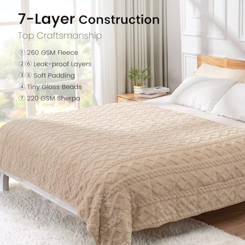 Drewin Weighted Blanket for Adults Full Size 15lbs,Beige,48