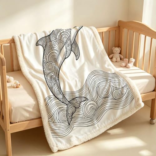 Sketch Double-Layer Sherpa Fleece Throw Blanket 60”x 80”