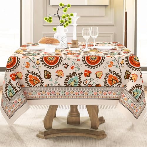 Square Tablecloth 60x60 Inch, Stain Resistant Wrinkle Free Card Table