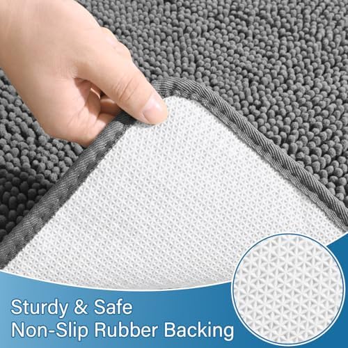 AROGAN Bathroom Rug Sets 2 Piece, 20"x20" U-Shaped & 21"×34", Grey