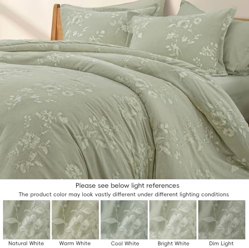 PHF Stone-Washed 100% Cotton Duvet Cover Queen Size, 90"x90", Dusty