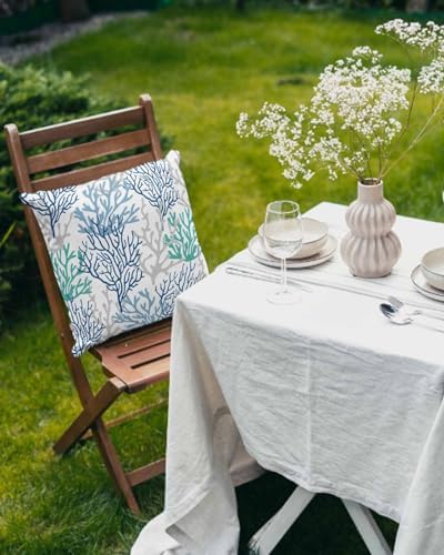 Marine Blue Teal Gray Sea Coral Outdoor Decorative Pillow Set of