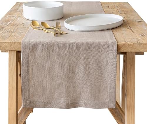 Over&Back 18x90 Washed 100% Linen Table Runner - Washable Table