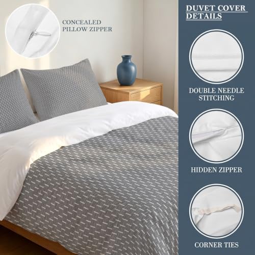 DecorLovee Grey Abstract Art Duvet Cover Set 3 Pieces with Zipper