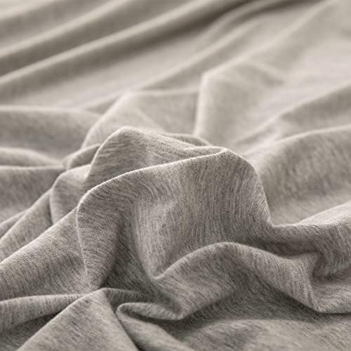 PURE ERA Jersey Knit Flat Sheet Only Heather Light Grey King