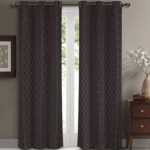 Royal Hotel Blackout Curtains 42 x 120, Jacquard, 2 Panels, Charcoal