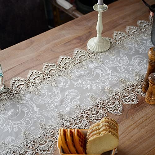 ARTABLE Stone Grey Lace Table Runner Macrame Dresser Scarf