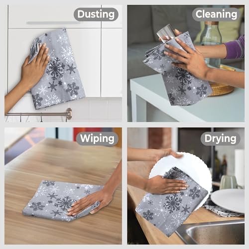 Urban Villa Kitchen Towels Cotton Dish Towels 20”x30” (Set of 6) Grey