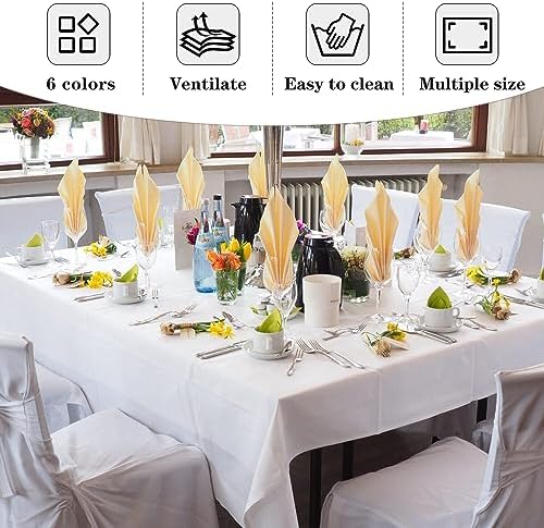 Fitable 6 Pack White Square Tablecloths 70x70 Inch for 2-4 Ft Tables