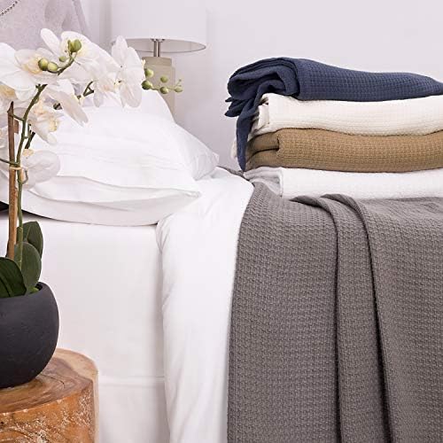 Sweet Home Collection 100% Fine Cotton Luxurious Basket Weave Blanket