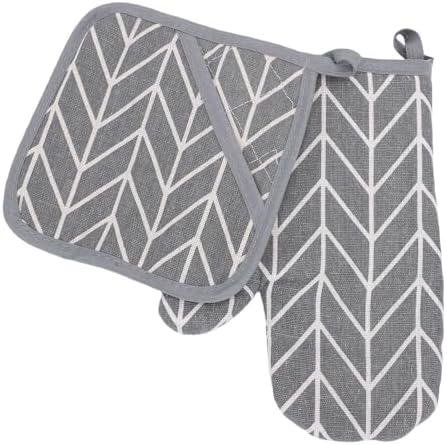 Cotton Oven Mitt Set with Thick Heat Protection for Kitchen