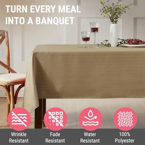 HLC.ME Lincoln Fabric Tablecloth, Jacquard Fabric Table Cloth for
