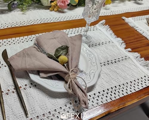 FEXIA Beige Boho Placemats Set of 4 Table Mats Farmhouse Home Dining
