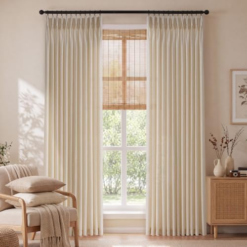 StangH Natural Pinch Pleated Linen Privacy Curtains 108 inches, 2