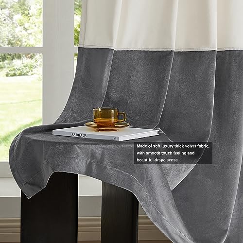 BULBUL Cream Ivory Gray 120 inches Velvet Curtains for Living Room 2