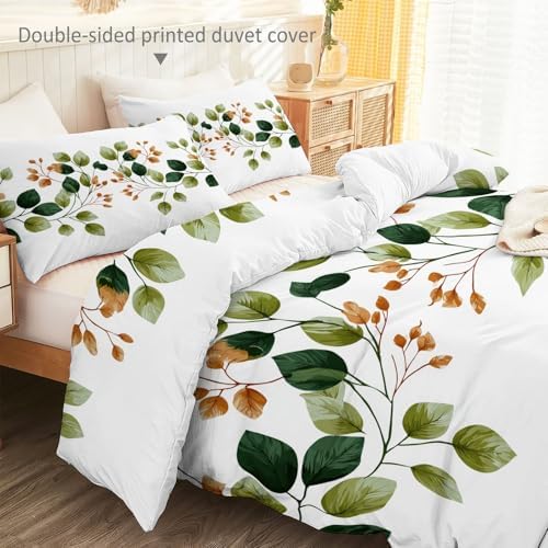 Duvet Cover Queen - Reversible Plants Leaves Branches Printing Ultra
