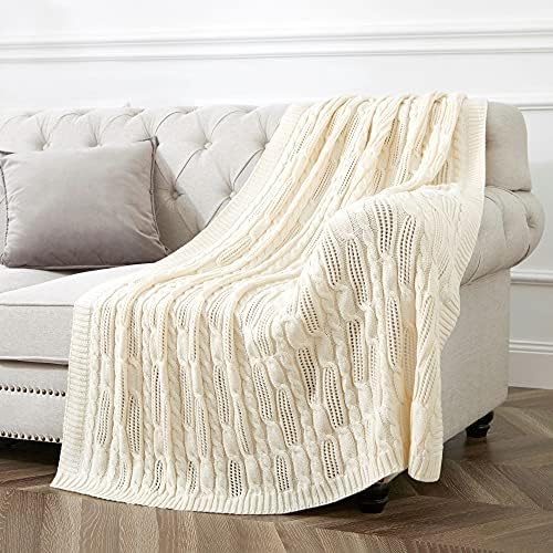 Aormenzy Cable Knit Throw Blankets 50 x 60 Inches, Soft Cozy and