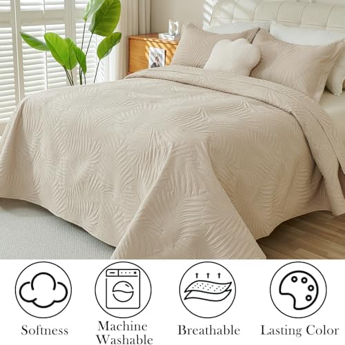 Cmfshape Beige King Quilt Set – Lightweight Thin Quilt King Size