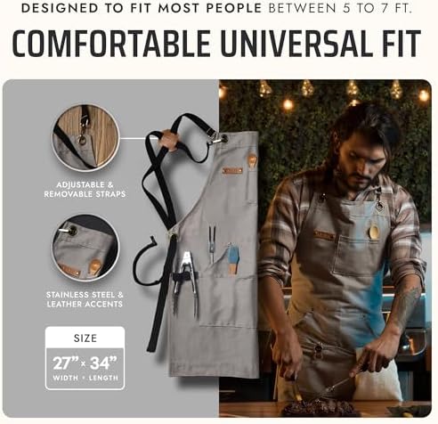 Asaya Chef and BBQ Apron with Bottle Opener and Hand Towel - 10oz