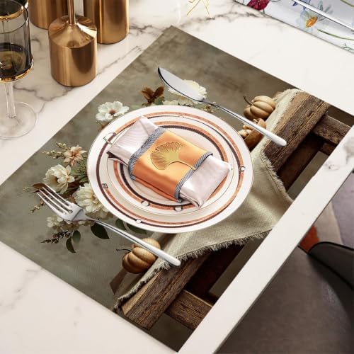Placemat Set of 12 Washable Linen Textured Place Mats for Dinner