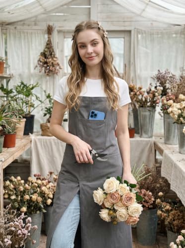 Molaxhome Split Pottery Apron with 3 Pockets Unisex with Adjustable